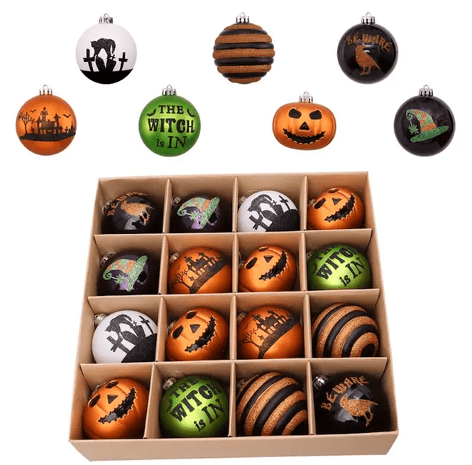 Hovedbilde Halloween Julekuler 16 pk dekorasjonskuler