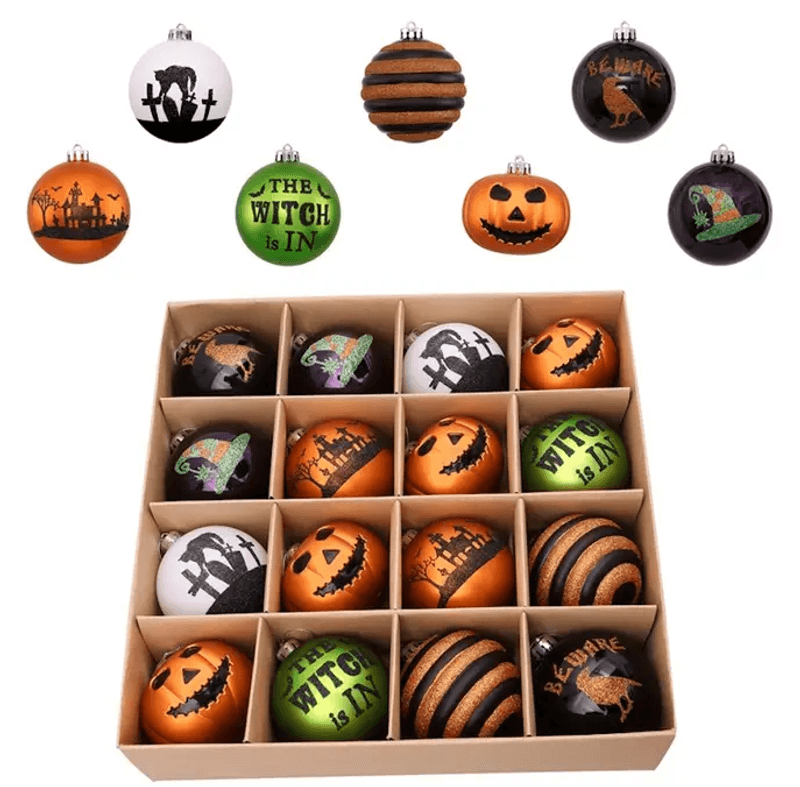 Halloween Julekuler 16 pk dekorasjonskuler